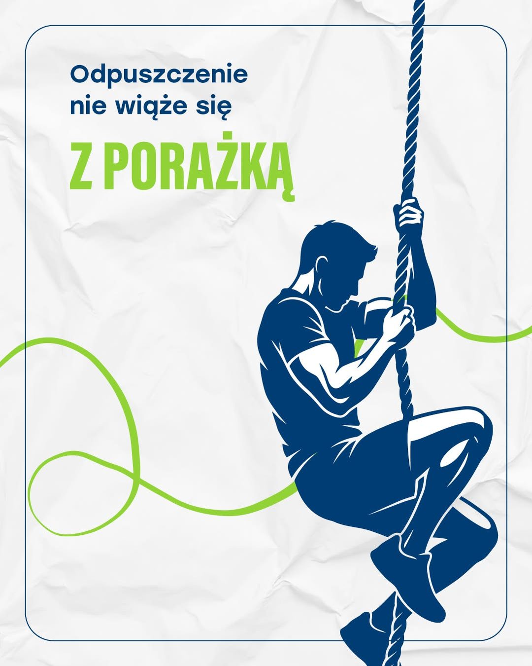 Personal Effect illustration: a figure climbing a rope, headlined "Odpuszczenie nie wiąże się z porażką" ("Letting go is not the same as failing").