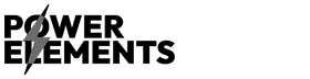 Logo marki Power Elements z zieloną błyskawicą