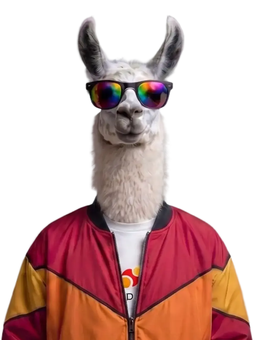 A llama in sunglasses — the Social Lama mascot